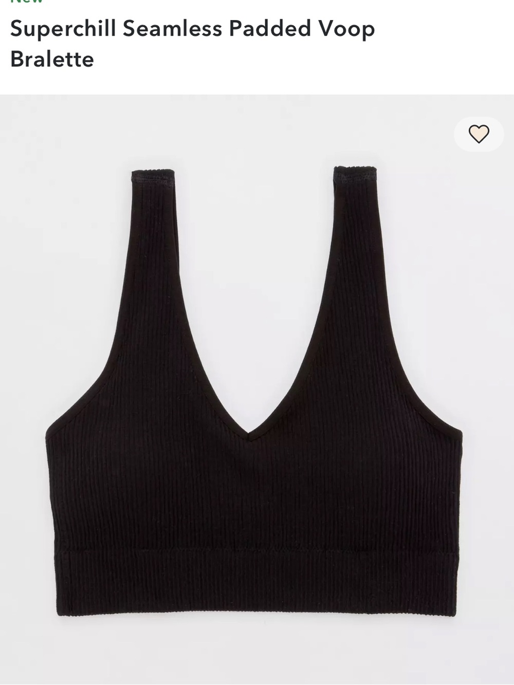 aerie Superchill Seamless Padded V-Neck Bralette - Black